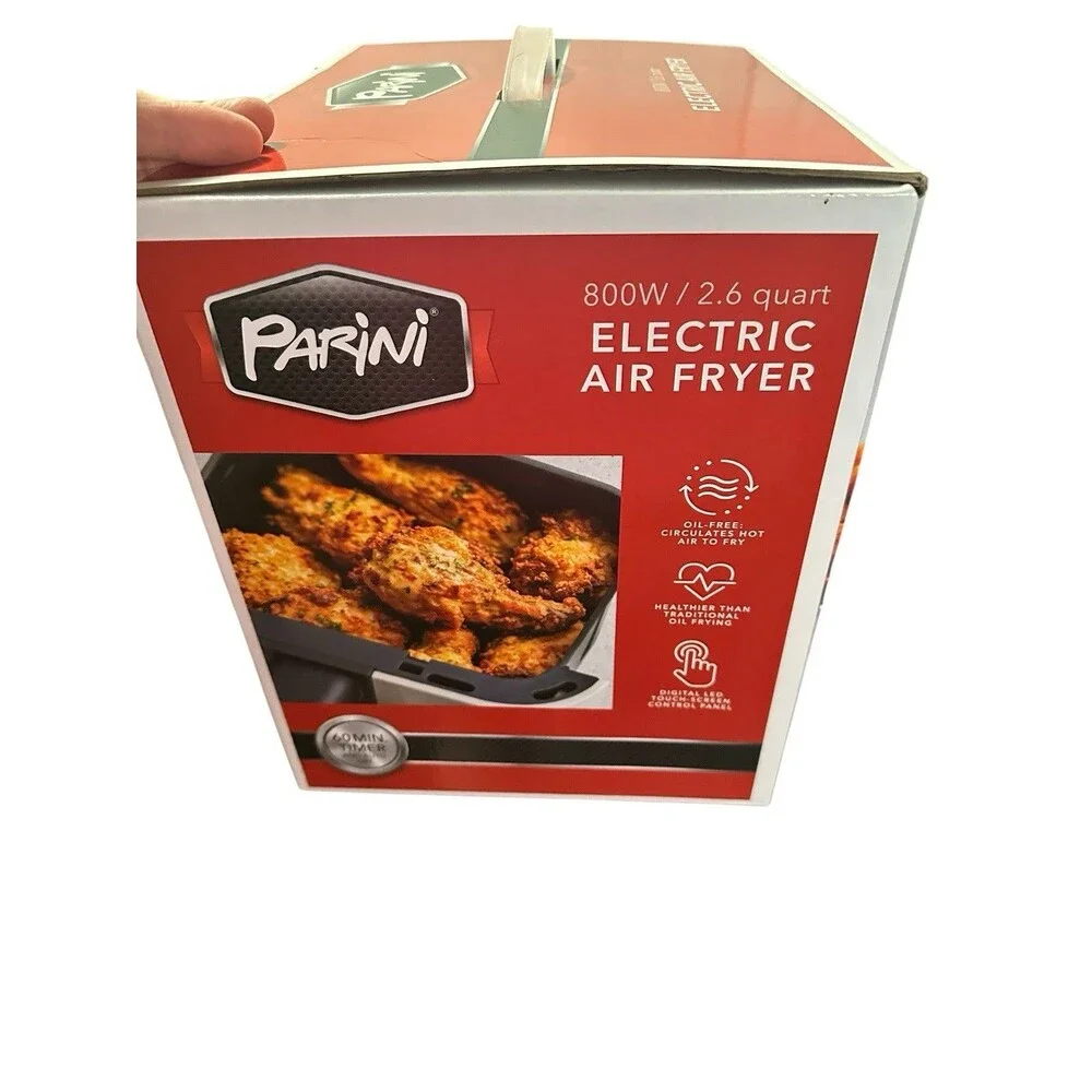 Parini Electric Air Fryer 800W 2.6 Quart White Non-Stick Oil Free Digital Timer